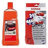 SONAX Pflege Set Auto Shampoo Konzentrat 2L 03145410+ Microfaser Schwamm 0428100