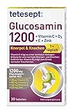 tetesept Glucosamin 1200 - Ergänzungspräparat mit Glucosamin und hochdosiertem Vitamin D3 & Vitamin C - für gesunde Knochen und Knorpel - 1 x 30 Tabletten (Nahrungsergänzungsmittel)