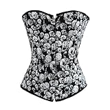 JL Corset Corsage Schwarz Steampunk Totenkopf Satin-Korsett EUR(36-38) L