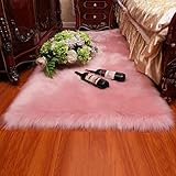 LYZL HauptDécor Teppich Waschbar Anti-Rutsch-Raum Teppiche Weiche flaumige Shaggy Faux-Pelz-Schaffell,Rosa,100×220cm/3.2×7.2