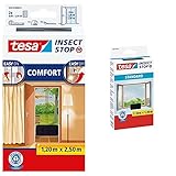 tesa Insect Stop COMFORT Fliegengitter für Türen - Insektenschutz Tür mit Klettband, anthrazit ( 2 x 65 cm )120 cm x 250 cm & Insect Stop STANDARD Fliegengitter für Fenster - 130 cm x 150