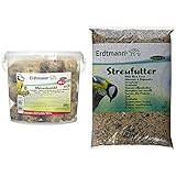 Erdtmanns 35 Meisenknödel ohne Netz im Eimer, 1er Pack (1 x 3 kg) & Streufutter, 1er Pack (1 x 5 kg)