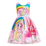 Lito Angels Einhorn Kleid Kostüm für Kinder Mädchen, Little Pony Prinzessin Sommerkleid Geburtstag Kinderkleidung, Größe 5-6 Jahre 116, Stil C - R