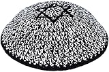 Ateret Judaica HQ 15 cm in grau mit Davidstern gestrickte Kippah für Herren Jungen und Kinder, Yamaka Mütze aus Israel - Kippot Bulk | 3621