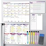 Magnetischer Wochenplaner 4 Stk, Haushaltsplan Magnetisch inkl. Wochenplaner Monatsplaner To-do Tafel Habit Tracker, Wochenplaner Abwischbar, Planungstafeln Whiteboard Speiseplan Küche Kühlschrank