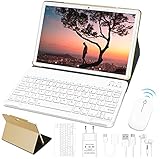 10'' Tablet 4 GB RAM 64 GB ROM WiFi + Dual-SIM LTE, Android 10, WLAN, Bluetooth, IPS, FM, Dual-Kamera 5+8 MP, MicroSD 4-128 GB, mit Bluetooth Tastatur und Maus, GOODTEL G3 Tablette, Roség