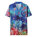 Lulupi Herren Hawaiihemd 3D Druck Papagei Aloha Hemd Tiermotiv Bunte Strandhemd Freizeithemd Luftiges Bequem Sommerhemd Strandurlaub Party Hawaii S