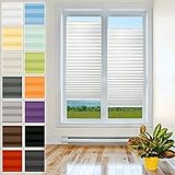 Plissee Rollo mit Klemmfix - Jalousie ohne Bohren, TOP QUALITÄT Pearl Stoffkollektion | Easyfix klemmträger verspannt | Faltrollo Sichtschutz und Sonnenschutz Fenster - [Weiß, B: 40cm, H: 70cm]