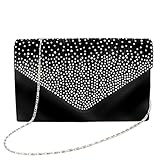 Tingtin Handtasche Abendtasche Damen Clutch Handtasche Bag Umhängetasche Kleine Schultertasche Damentaschen mit Satin Strass-Nieten für Party Hochzeit Alltag Eink
