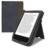 kwmobile Flip Hülle kompatibel mit Pocketbook Touch Lux 4/Lux 5/Touch HD 3/Color (2020) - Handschlaufe - Cover Schwarz Dunkelb