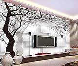 Fototapete 3D Effekt Tapete Handgezeichnete Schwarze Und Weiße Wand Abstrakte Baum Vliestapete 3D Wallpaper rne Wanddeko Wandb