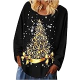 PWKNRD Sweatshirt Weihnachtsbluse Damen Oberteile Lässig Rundhals Langarmshirt Pullover Lockeres Bequemes Tunic Tunika Streetwear mit 3D Druck Jumper Longshirt Bunt Langarm Top Festival Geschenk