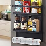 SaiXuan Kühlschrank Regal Hängeregal für Wand Gewürzglasgestell,Kühlschrank Regal Hängeregal für Kühlschrank Magnet Gewürzregal mit Ablage Küchenregal Küchen Organizer Aufbewahrung