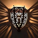Orientalische Wandlampe Garn Dunkelbraun 30x22 cm HxB Galvanisiert aus handgeschmiedetem Eisen Innen Vintage Design Innenwandleuchte Marokkanische Wandleuchte Kunsthandwerk aus Marrakesch 270288