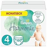 Pampers Baby Windeln Größe 4 (9-14 kg) Harmonie, 160 Stück, MONATSBOX, Sanfter Hautschutz Und Pflanzenbasierte I