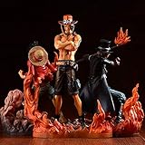 Lupovin 3pcs / Set Anime Action-Figur One Piece Bruderschaft II Puma D. Ace Sabo Monkey D. Ruffy Bruder Kampf Ver PVC 14~17cm Pupp