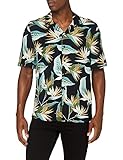 Urban Classics Herren Resort Hawaii-Hemd T-Shirt, Black/Blossom, S