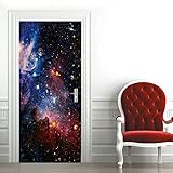 A.Monamour Türtapete Selbstklebend Türfolie Türposter 3D Nebel Sterne Planeten Galaxie Astrologie Thema Vinyl Folie Türdeko Tapete Wandbild Türaufkleber Türtattoo 85 x 215