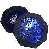 Fantasydice- Blue - War Unicorn Wizard Logo- Dice Tray - 8' Octagon with Lid and Dice Staging Area- Holds 5 Sets( 7 Dice Set/ Standard) for All Tabletop RPGs Like D&D , Call of Cthulhu, Shadow