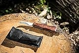 Premium Pilzmesser braun, Naturfarben mit Bürste und Lineal, Holzgriff rostfreie Edelstahl Klinge, Champignon Trüffel Taschenmesser mit Tasche - Klappmesser - Freizeitmesser - Jagd Pilz M