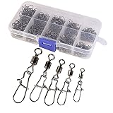 Ysislybin 210PCS Angelwirbel mit Karabiner, Karabiner Wirbel Angeln, Hochfesten Angeln Kugellager Wirbel mit Safety Snap, Angelg