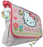 HELLO KITTY Schultertasche / Umhängetasche Kindertasche für Mädchen mit Klettverschluss / rosa / abwischbar / perfekt für Kindergarten, Vorschule, als Sporttasche, Grundschule / 100 % Poly