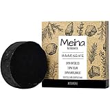 Meina Naturkosmetik - Schwarze bio Haarseife gegen Schuppen und fettiges Haar mit Aktivkohle, Vegan, Nachhaltig, Handgemacht, Plastikfrei, Ohne Palmöl, Wie ein festes Shampoo - 80g