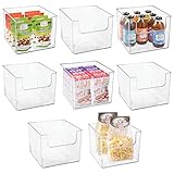 mDesign 8er-Set Aufbewahrungsbox für Lebensmittel – Küchen Ablage mit offener Vorderseite für Kühlschrank, Schrankfach oder Gefriertruhe – Kühlschrankbox aus BPA-freiem Kunststoff – durchsichtig