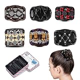 Perlen Haarkämme,6 Stück Hairclip Holz,Magic Hair Comb,Haarspange Stretch,Afrikanische Haarspange,magische haarspange,100 Stück haarspangen schwarz Haarschmuck für D