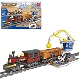 YIGE Technik Schienenzug Modell Bauset, Elektrischer Zug Eisenbahn Bausteine mit Track und Licht, 960 Teile Kompatibel mit Lego Stadtzug