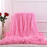 Fansu Kuscheldecke Longhair Flauschige Wohndecke Microfaser Microfaser Korallenvliesdecke Sofadecke Tages Klimaanlage Winter Extra Weich Warm Decke Zotteldecke (Girly Pink,80 * 120cm)