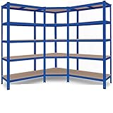 KESSER® 3er Set Metall Regalsystem Lagerregal 1 Eckregal & 2 Lagerregale 15 Böden MDF-Platten Regal 2625 kg Werkstattregal Kellerregal Garage Schwerlastregal Steckregal MDF-Platten, B