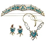 DAISHIAO Frauen Jasmin Stirnband Ohrringe Anhänger Schmuck Set Dress Up Prinzessin Kostü