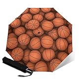 Automatischer Basketball-Reiseschirm, lebendige Sonnenschirme, kleine Größe, tragbar, Regenschirme, Augenschutz & UV-beständig, dreifach faltbar, Reise-Zubehör für Unisex O