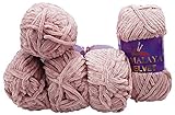 5 x 100 Gramm Himalaya Velvet Micro-Polyester Strickwolle , Babywolle samtig 500 Gramm Wolle (altrosa 90049)