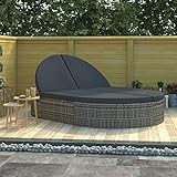 Lounge, Sofa & Bett aus Polyrattan, 2er Garten-Sofa mit Stahl-Gestell, Daybed,Outdoor-Lounge-Bettmit Auflagen Poly Rattan G