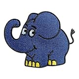 Aufnäher/Bügelbild - Elefant Sendung mit der Maus Kinder - blau - 7,5x5,8cm - Patch Aufbügler Applikationen zum aufbügeln Applikation Patches Flick