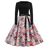 BOOMJIU Damen Kleider Weihnachten Halloween Print Kleid Reißverschluss Party Abendkleid Cosplay Karneval Festival Frauen Christmas Party 