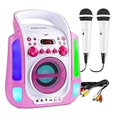 Fenton SBS30P - Karaoke-Set mit Bluetooth, Mikrofonen, CD+G-Player, MP3-Player, LED-Beleuchtung und Echoeffek