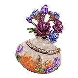 chiwanji Schmuckkästchen Emaillierte Vase mit Kristall Strasssteine Deko, Sammlerstück Ring Halter Ringbox - Orang