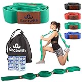 Seatwith Gymnastik-Gurt mit 10 Schlaufen | Yoga-Gurt 200 x 4 cm | Stretch-Strap für mehr Beweglichkeit | + Transportbeutel & Trainingsanleitung PDF| Fitness Pilates Physiotherapie Stretch-Gurt(GRÜN)