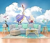 Nordic Pink Couple Flamingo Blue Sky Kinderzimmer Hintergrund 3D Fototapete Murals Mural Wanddekoration fototapete 3d Tapete effekt Vlies wandbild Schlafzimmer-300cm×210