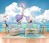 Nordic Pink Couple Flamingo Blue Sky Kinderzimmer Hintergrund 3D Fototapete Murals Mural Wanddekoration fototapete 3d Tapete effekt Vlies wandbild Schlafzimmer-300cm×210