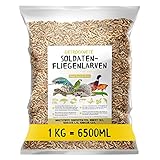 Soldatenfliegenlarven, Black Soldier Fly getrocknet, 1kg (entspricht 6,5 Litern!) Futtermittel im Beutel, der proteinreiche Snack für Wildvögel, Fische, Reptilien, Schildkröten und Ig