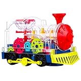 Berry President Transparentes elektrisches Zahnrad-Zug-Spielzeug mit blinkenden Lichtern und Musik, batteriebetrieben, Bump & Go Action-Spielzeug, mehrfarbig