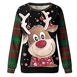 Damen Weihnachtlichen Motiven Sweatshirts Teenager MäDchen Weihnachtspulli Strickpullover Festival Casual Sweater Sweatshirtswinter Lange äRmel Weihnachtspullover Streetwear Bluse Top