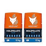 HEIZFUXX Holzpellets Blue Heizpellets Nadelholz Wood Pellet Öko Energie Heizung Kessel Sackware 6mm 15kg x 2 Sack 30kg / 1 Karton Palig