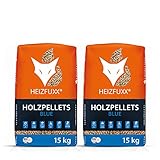 HEIZFUXX Holzpellets Blue Heizpellets Nadelholz Wood Pellet Öko Energie Heizung Kessel Sackware 6mm 15kg x 2 Sack 30kg / 1 Karton Palig