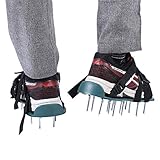Ejoyous Rasenbelüfter Schuhe, Rasen Nagelschuhe mit 4 Verstellbare Riemen Rasenlüfter Rasenvertikutierer Nagelschuhe Sandalen für das Rasen Vertikutieren Estrichschuhe für Dein Rasen Oder H