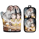 Personalisierte Ofenhandschuhe Lustig, Gestalten Sie EIN Beliebiges Bild Oder Foto Auf Dem Kochhandschuhe, Kann FüR KüChe Kochen Backen Outdoor-Grill WäRmedäMmung Dicke Handschuhe Verwendet W
